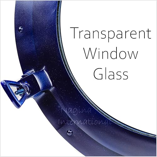 Miniatura 7 de Nagina International Olla náutica de buey de color azul de aluminio  Decoración marítima de pared de 12 pulgadas, ventana (cristal transparente)