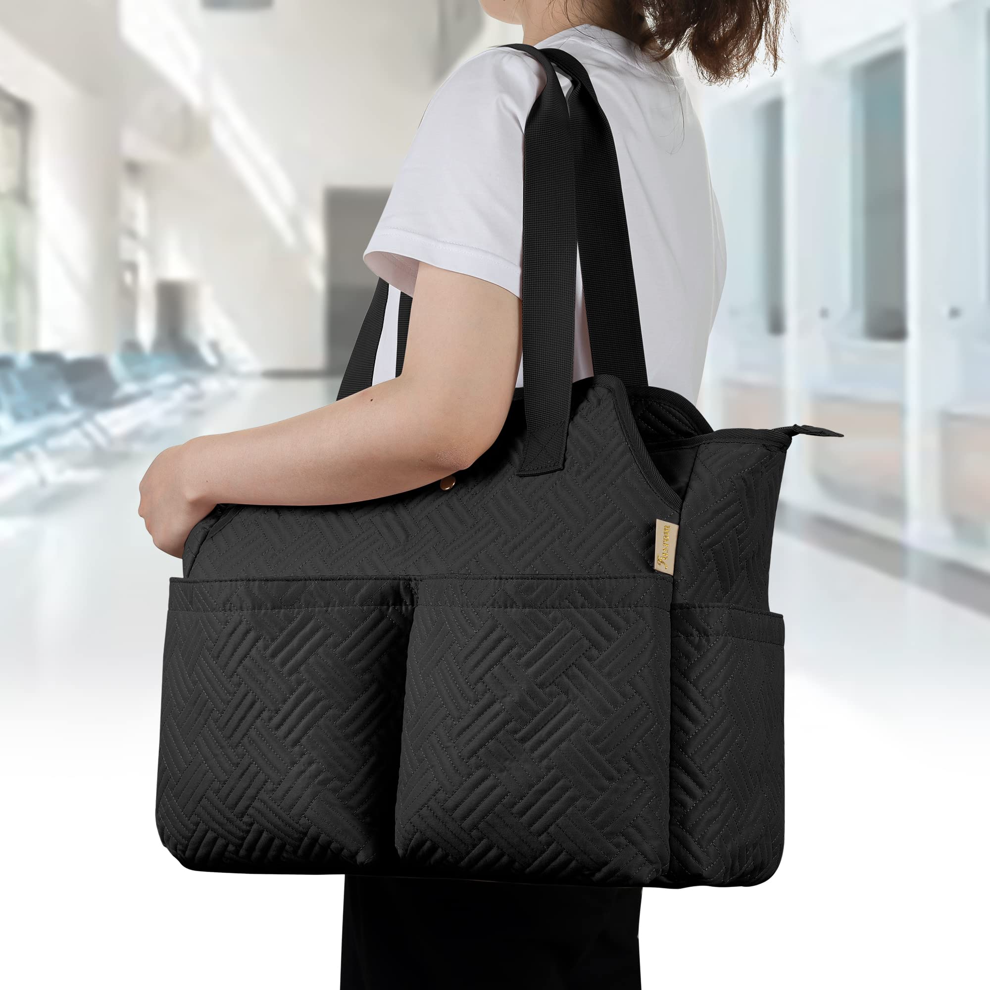 Fasrom Bolsa Enfermera con Compartimento Portátil para Estudiantes | Funda Acolchada 15.6", 2 Capas Separadas, 3 Portaboligrafos, 4 Bolsillos Internos y Externos, Estudiantes, Medicos