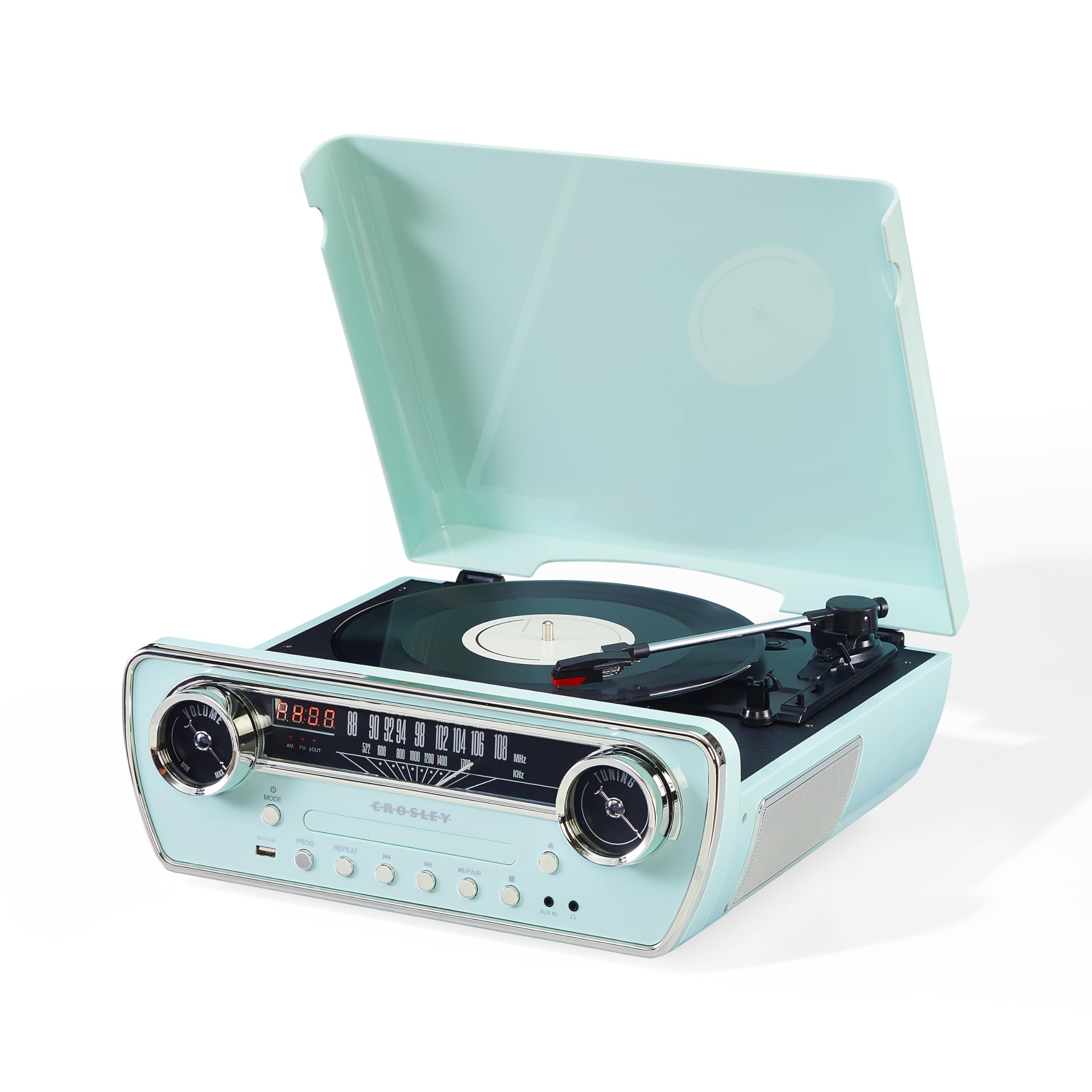 Crosley Powel 7-in-1 Record Player with Speakers & CD Player