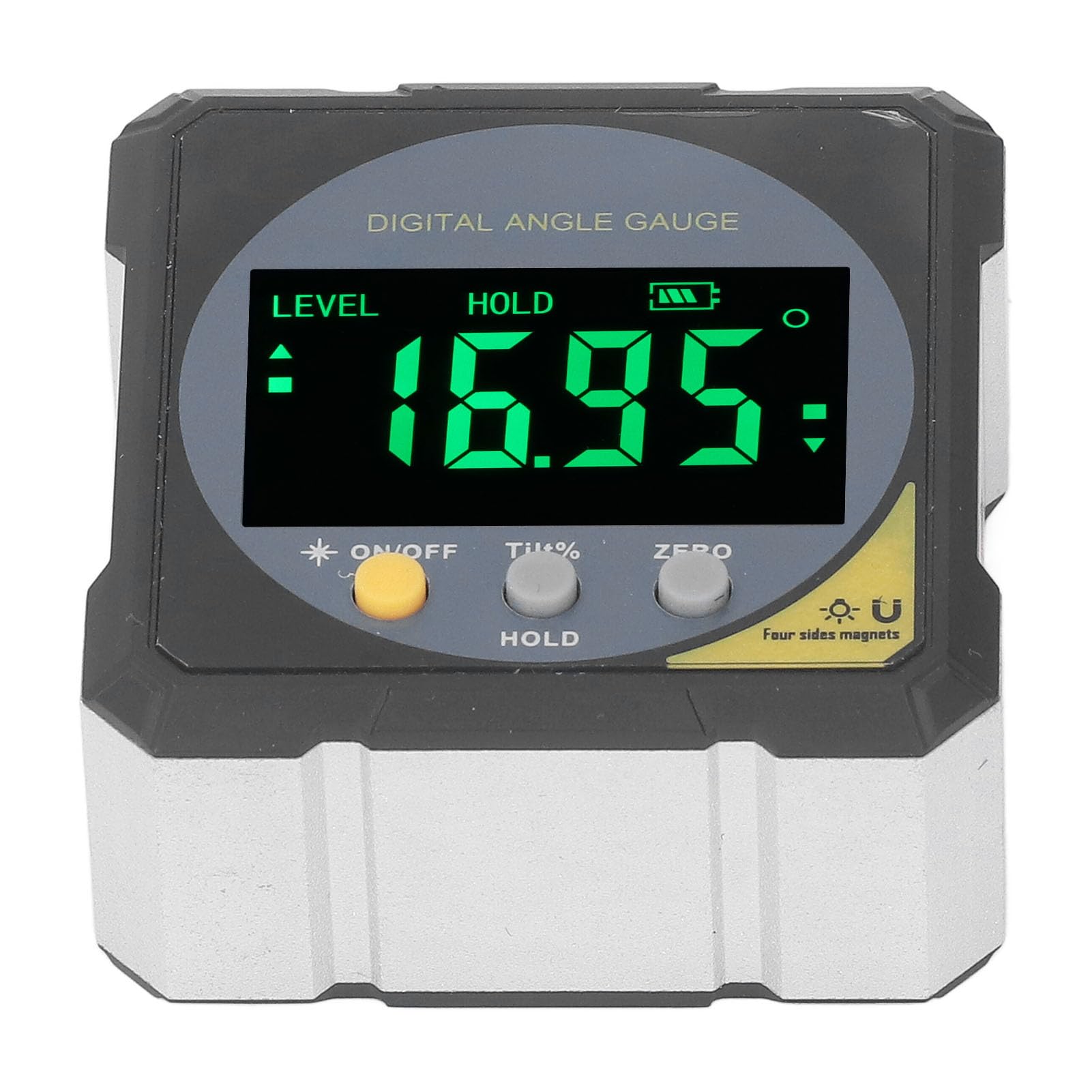 Finder angolare LCD nero retroilluminato IP54 Inclinometro per manometro ad angolo magnetico digitale impermeabile con misurazione 4x90 ° per ingegneria costruzione materiale ABS