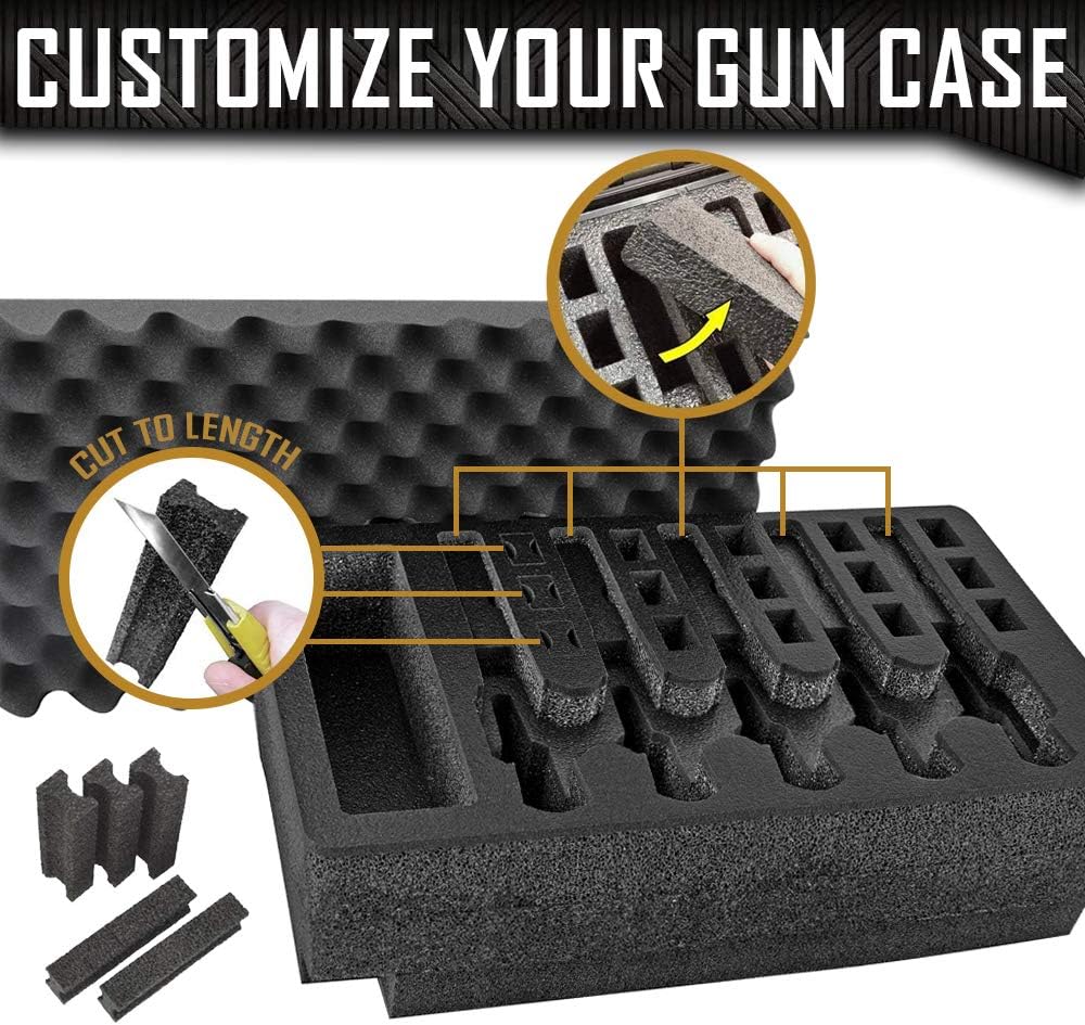 Pistol & Magazine Storage Foam Insert for Apache 5800 Case -2 Piece Set Pre-Cut Military Grade Polyethylene Foam Base Insert and Lid Liner (Case Not Included)