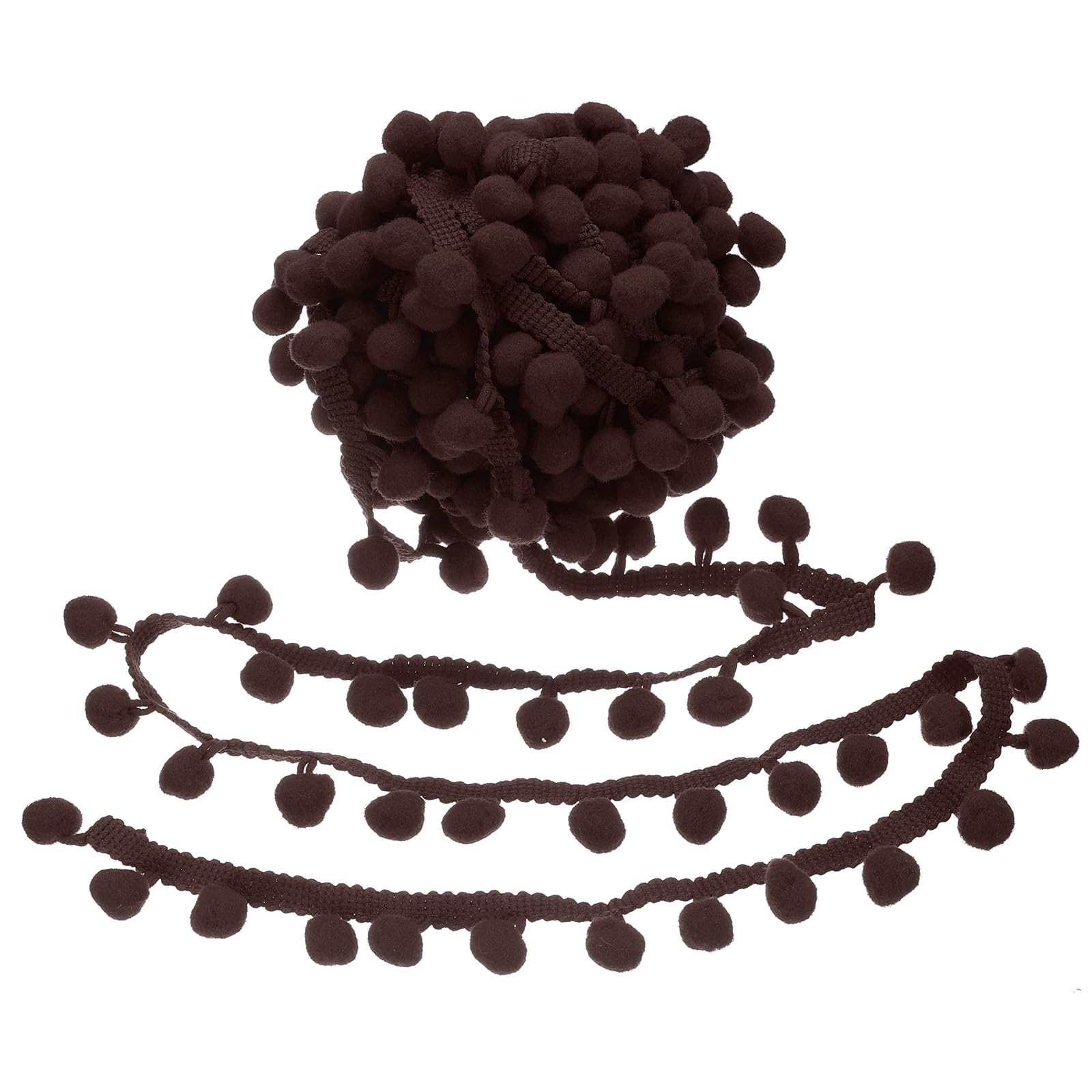 QUARKZMAN 10 Yards Nastro Trim Pom Pom, 1" Largo Marrone Scuro Pom Pom Ball Fringe Trim Nastro per Cucire Frange Tessuto Trim Nastro Fai da Te Tende Abbigliamento Cuscino Decorazione Casa