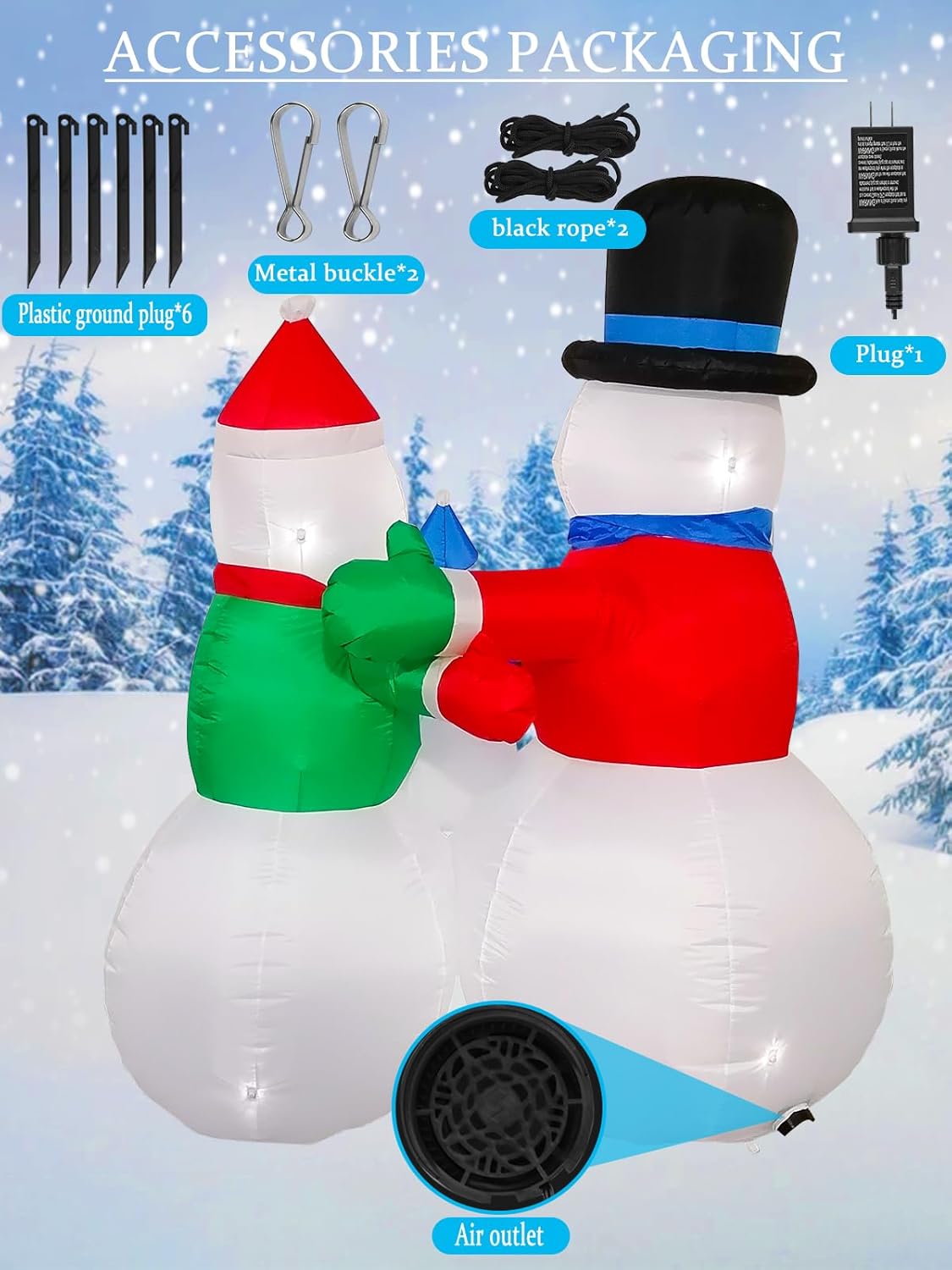 TOROKOM 6FT Christmas Inflatables Decorations Snowman Outdoor Decorations with Build-in LED Lights, A Family of Three Snowmen Blow Up Yard Decoration Xmas Inflatables for Indoor Outdoor, Lawn, Garden