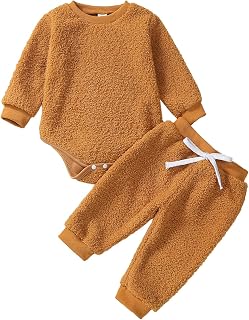 Newborn Infant Baby Girl Boy Fall Winter Outfit Clothes Warm Velvet Trouser Set