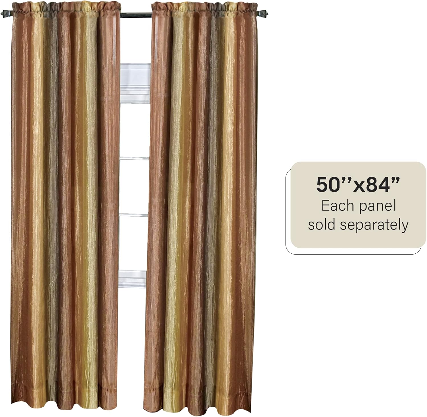 Ombre Panel Light Filtering Semi-Sheer Window Curtain - 84 Inch Length, 50 Inch Width - Autumn- Light Filtering Soft Polyester Drapes for Bedroom Living & Dining Room by Achim Home Decor(Pack of 3)