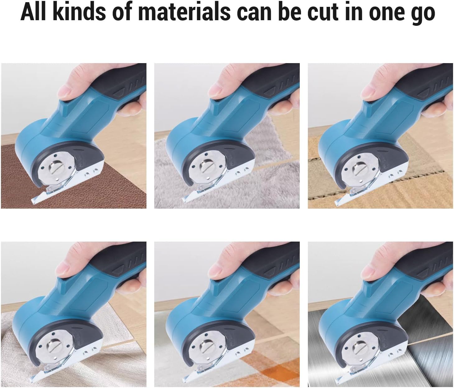 Cordless Cardboard Cutter Electric Scissors for Carpet Leather 1500mAh Battery Low Noise LED Light Fast Cutting for Fabrics Paper Metal Sheets