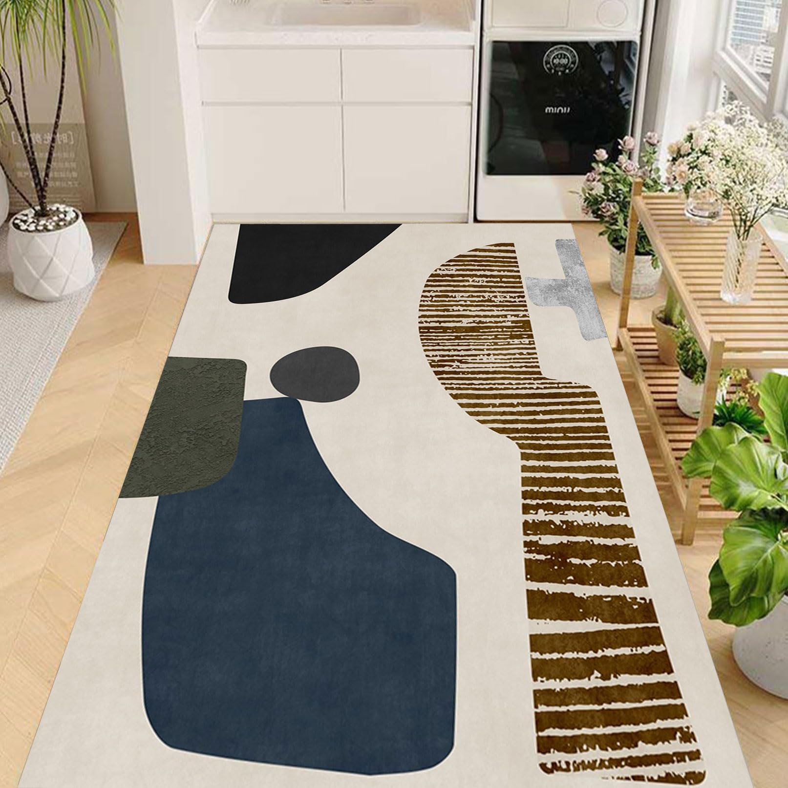 Nowoczesny, antypoślizgowy, zmywalny dywan, wycieraczka, 50 x 370 cm, trwały, można prać w pralce, mata łazienkowa, do domu, biura, kuchni, antypoślizgowa mata chodnikowa o stylowym wzornictwie
