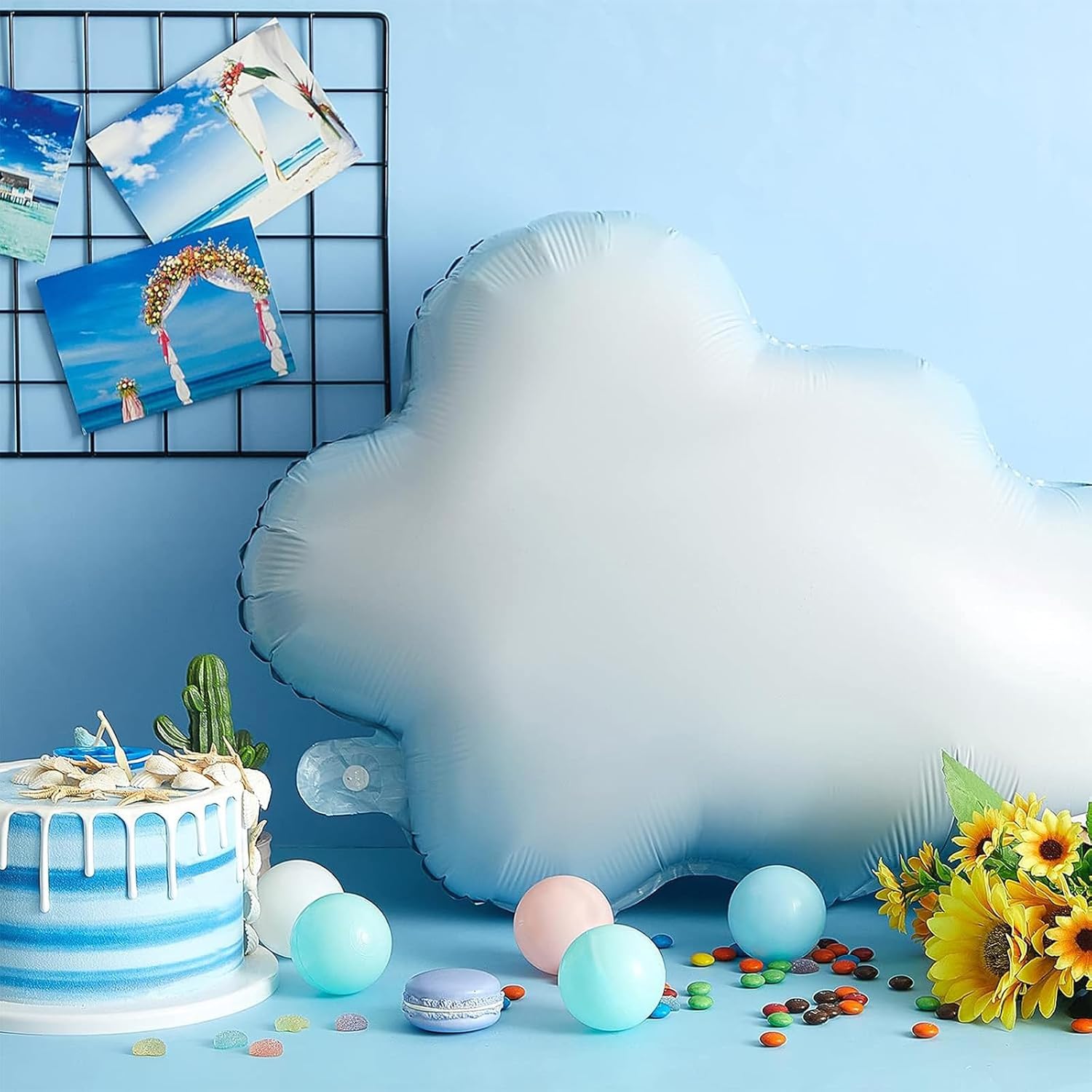 Sumind 6 Pcs 28 Inch White Cloud Balloons Foil, Cute Shaped, Reusable image 5
