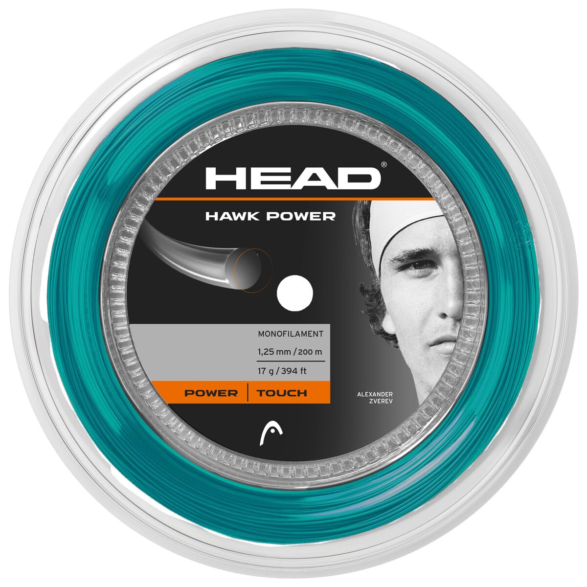 HEAD Unisex Adult Hawk Power Reel 200m Tennis String Teal 1.30mm / 16g