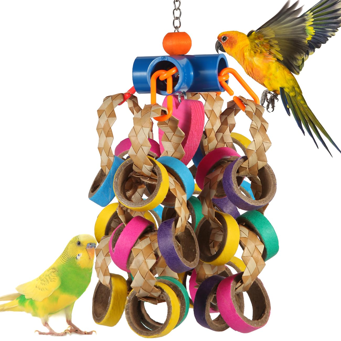 lovyoCoCo Bird Toys Conure Toys,Bird Parrot Foraging Shredder 24 Pcs Colorful Bagel Chewy Rings for Small Parrots Parakeets Conures Cockatiels Love