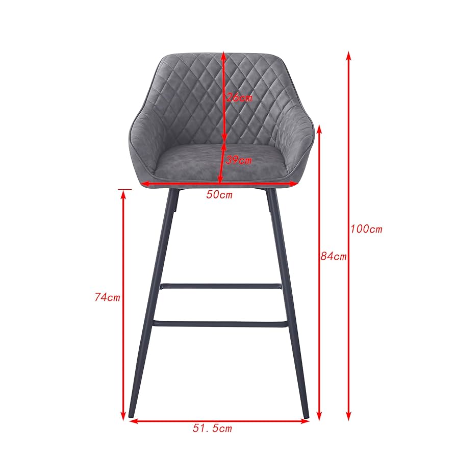 Requena Pair Of Bar Stools Leatherette Exterior With Armrest