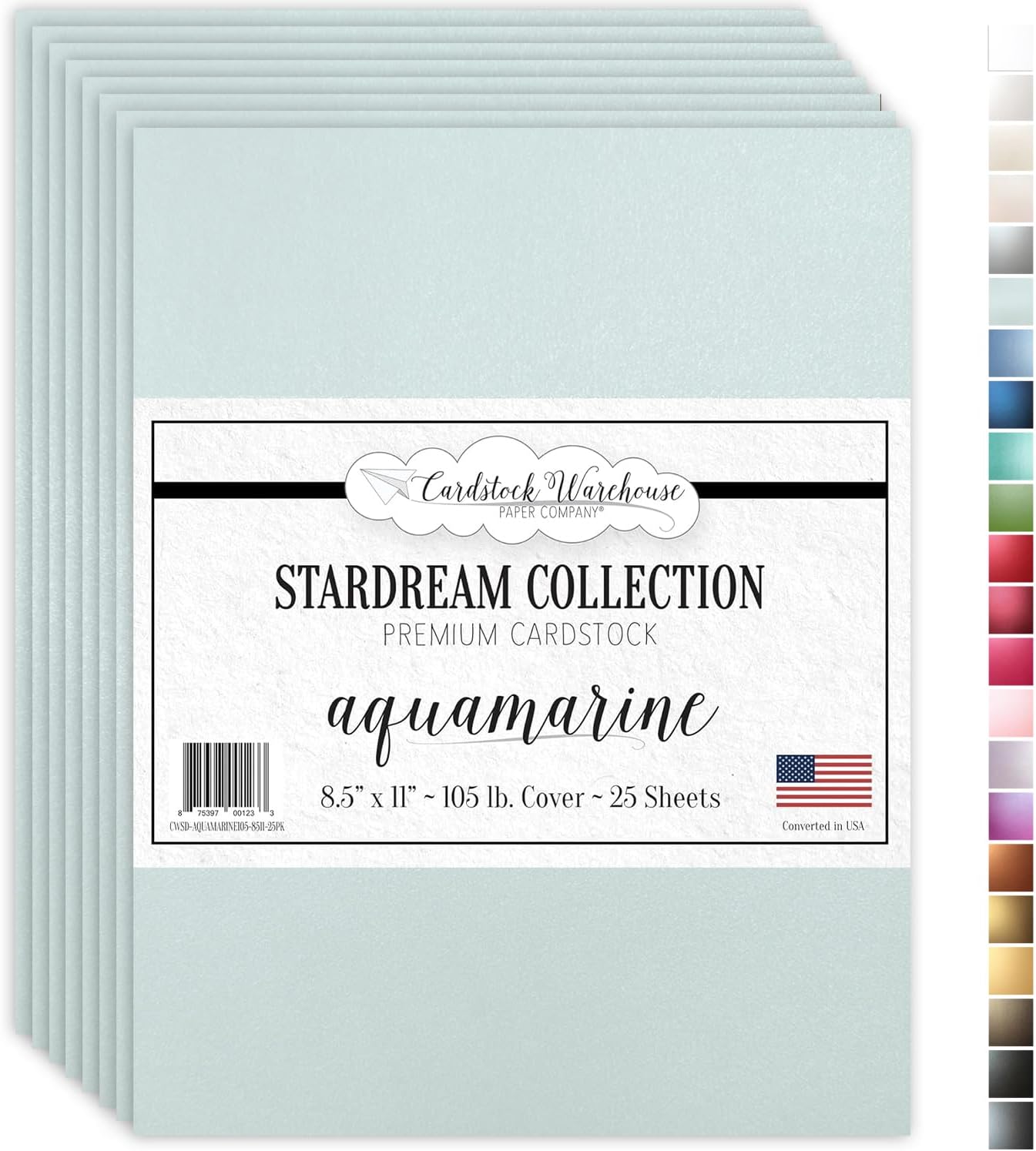 Cardstock Warehouse Stardream Aquamarine Cardstock Paper - 25 Sheets, 8.5 x 11" – 105 lb / 284 GSM Premium Metallic Card Stock for High-end Printing, Card Making, Die-cutting & DIY Projects