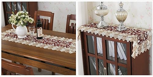 Miniatura 6 de Camino de mesa con bordado floral de encaje, bufanda rectangular transparente de poliéster para decoración de mesa del hogar, comedor, 16 x 35