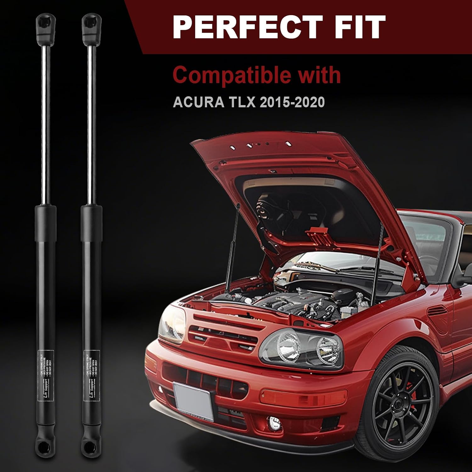 Hood Struts for Acura TLX 2015-2020 | Gas Spring Lift Support Kit with Extra Screwdriver & Ball Mount | Replaces PM3704 3B936680 74142TZ3A11