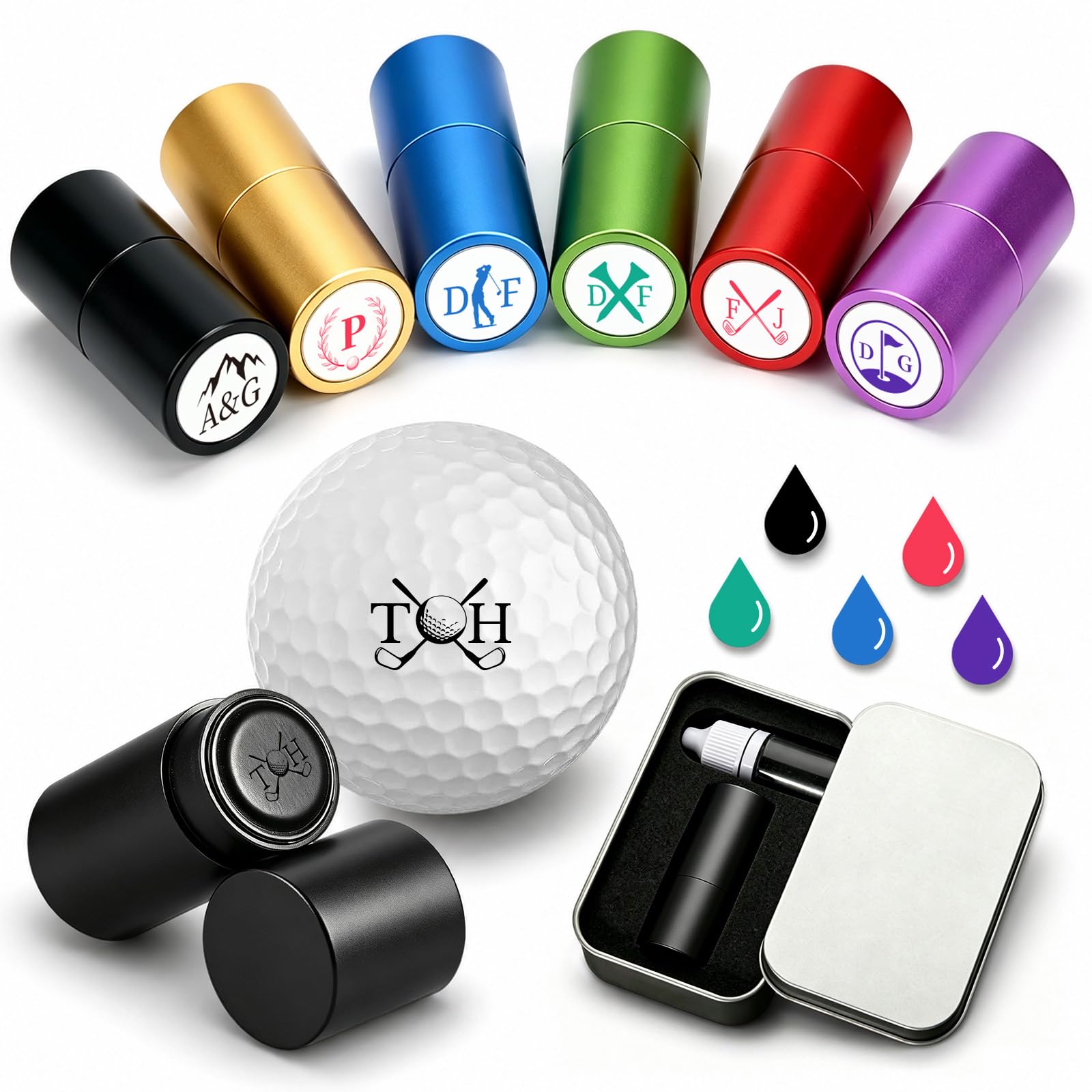 KKHH Personalized Golf Ball Stamp, Waterproof, Quick-Dry & Reusable