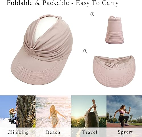 Miniatura 5 de Sombrero de visera para mujer, ala ancha, viseras de verano, protección UV, plegable, gorra de playa