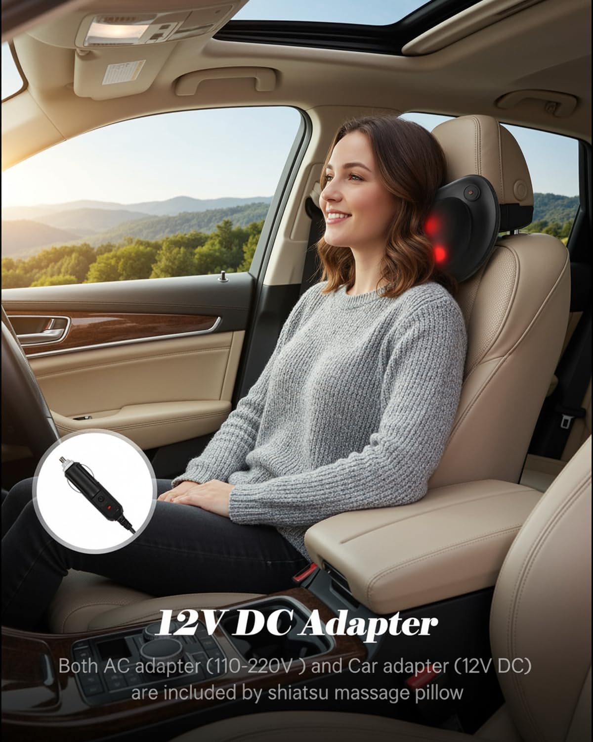 Masajeador Cervical y Espalda, Cojín de Masaje Eléctrico Shiatsu con Función de Calefacción, Masajeador de Almohada Cuello con 4 Rodillos Masaje para Hogar, Oficina, Coche, Viaje