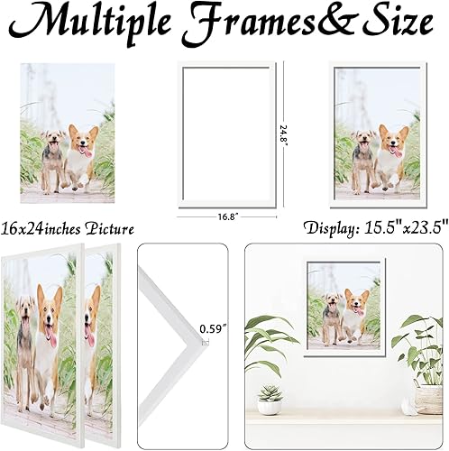 Vista 142 de Juego de 5 portarretratos de 10 x 14 pulgadas, marcos de fotos blancos de alta transparencia para galería de pared horizontal de escritorio vertical