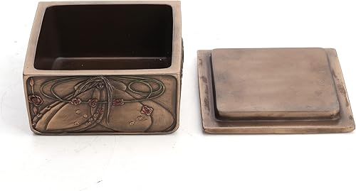 Miniatura 4 de Veronese Design 4 x 4 Art Nouveau Mackintosh Style Rose Barinket Box Escultura de resina Acabado Bronce