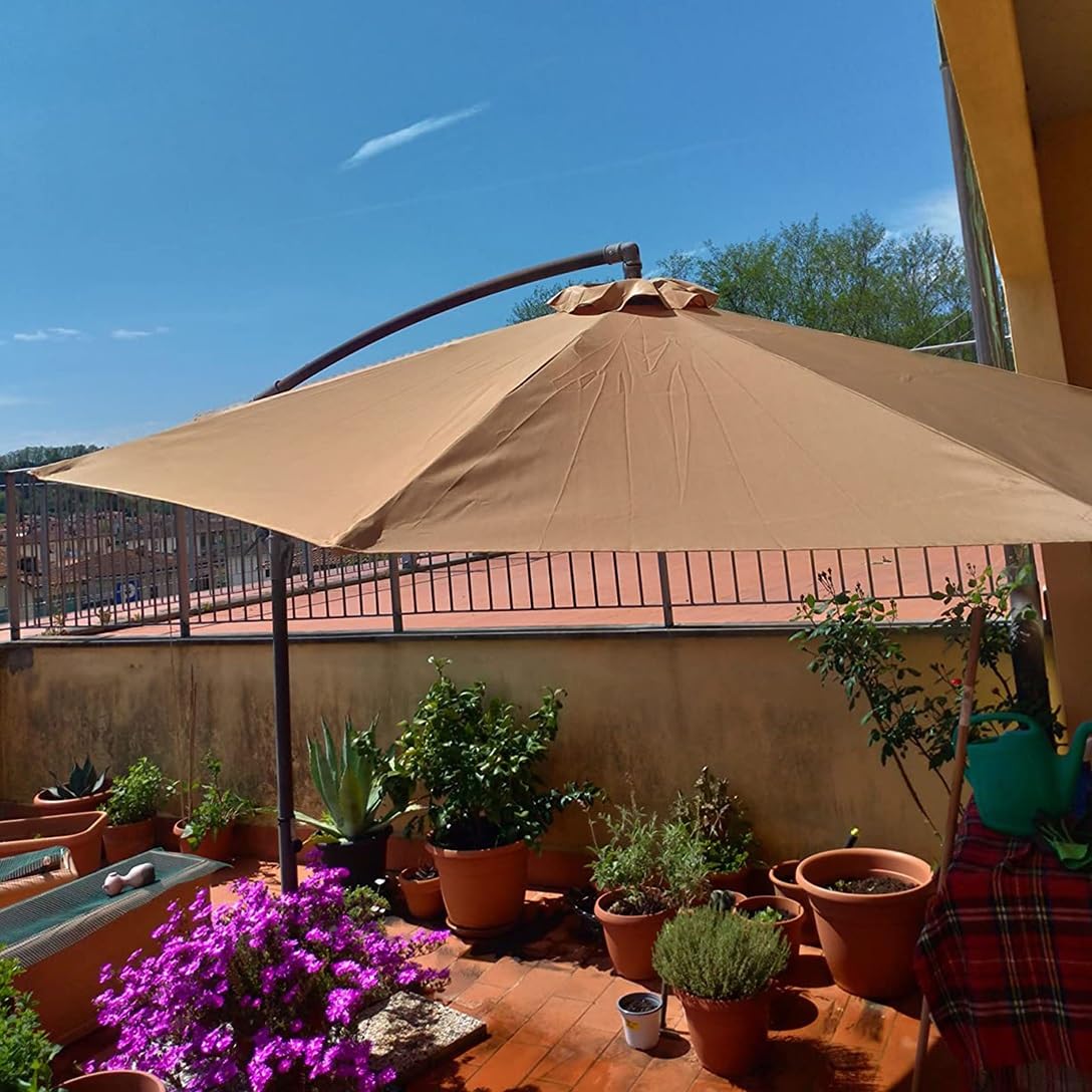 Tettoia di ricambio per ombrellone da giardino 3,5 m UV50+ copertura in poliestere 8 stecche impermeabile per esterni ombrellone in tessuto verde 3,5 m parasole di ricambio.