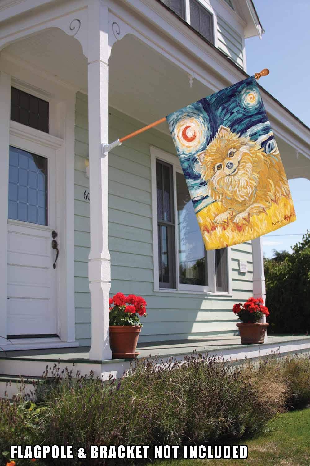 Toland Home Garden 102660 Van Growl-Pomeranian Dog Flag 28x40 Inch Double Sided Dog Garden Flag for Outdoor House Pomeranian Flag Yard Decoration