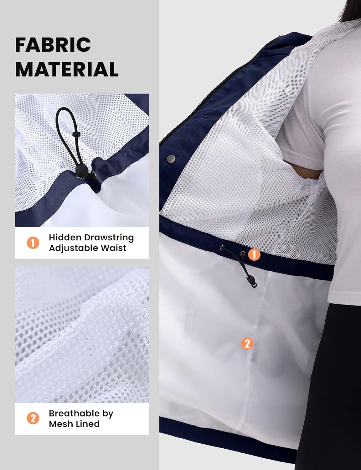 Rdruko Women's Cycling Rain Jacket Waterproof Lightweight Packable Raincoat with Hood Windbreaker for Outdoor Travel Hiking - Image 4