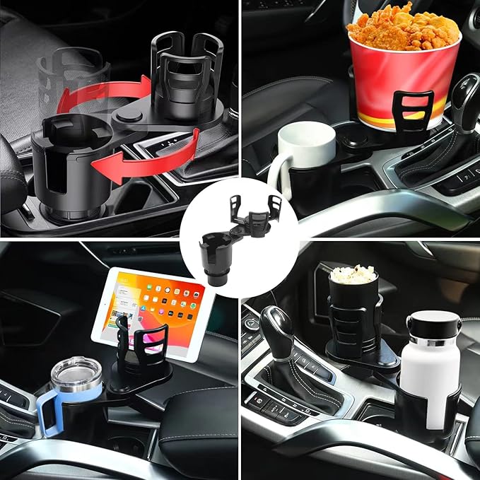 Extensor Portavasos Coche 2 en 1 Ajustable Universal Negro miniatura 2
