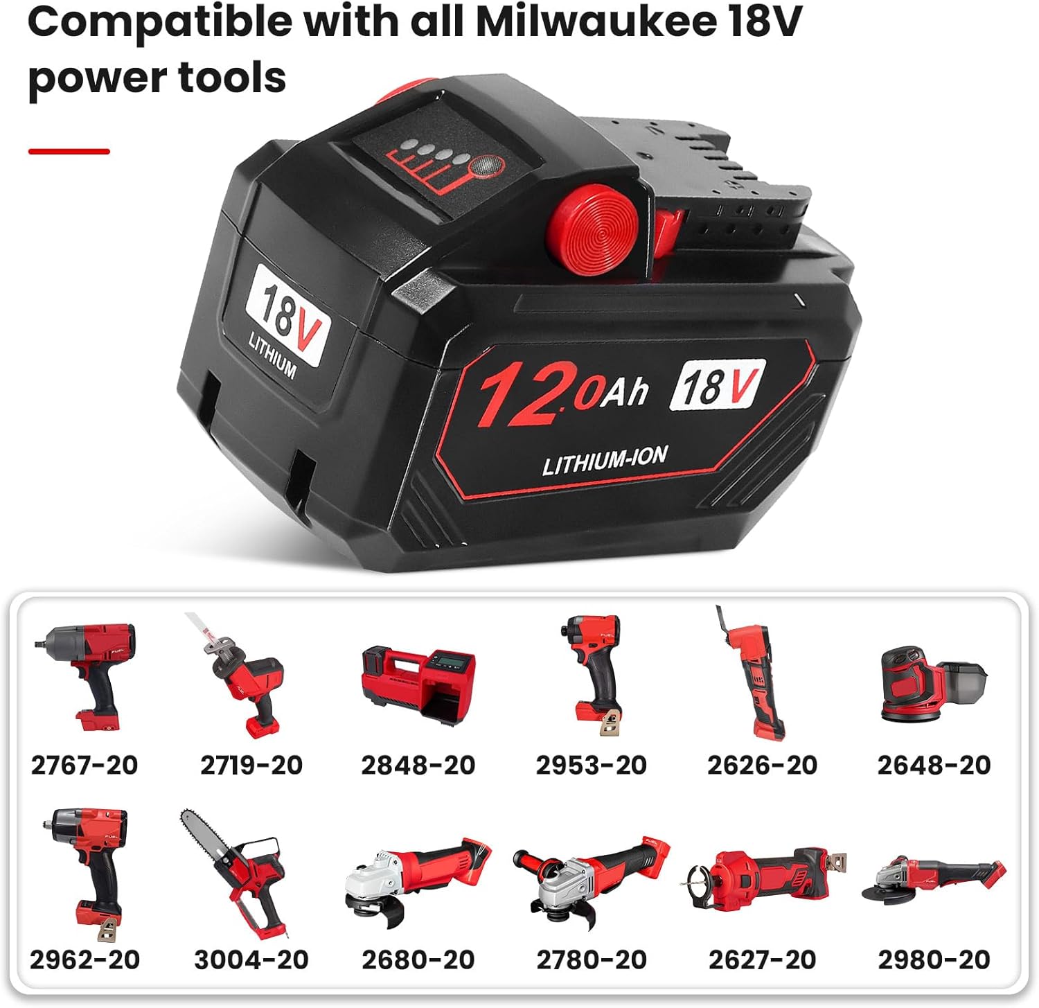KOOMICY Upgraded 12Ah 18V 1Pack Replacement for Milwaukee M-18 Battery