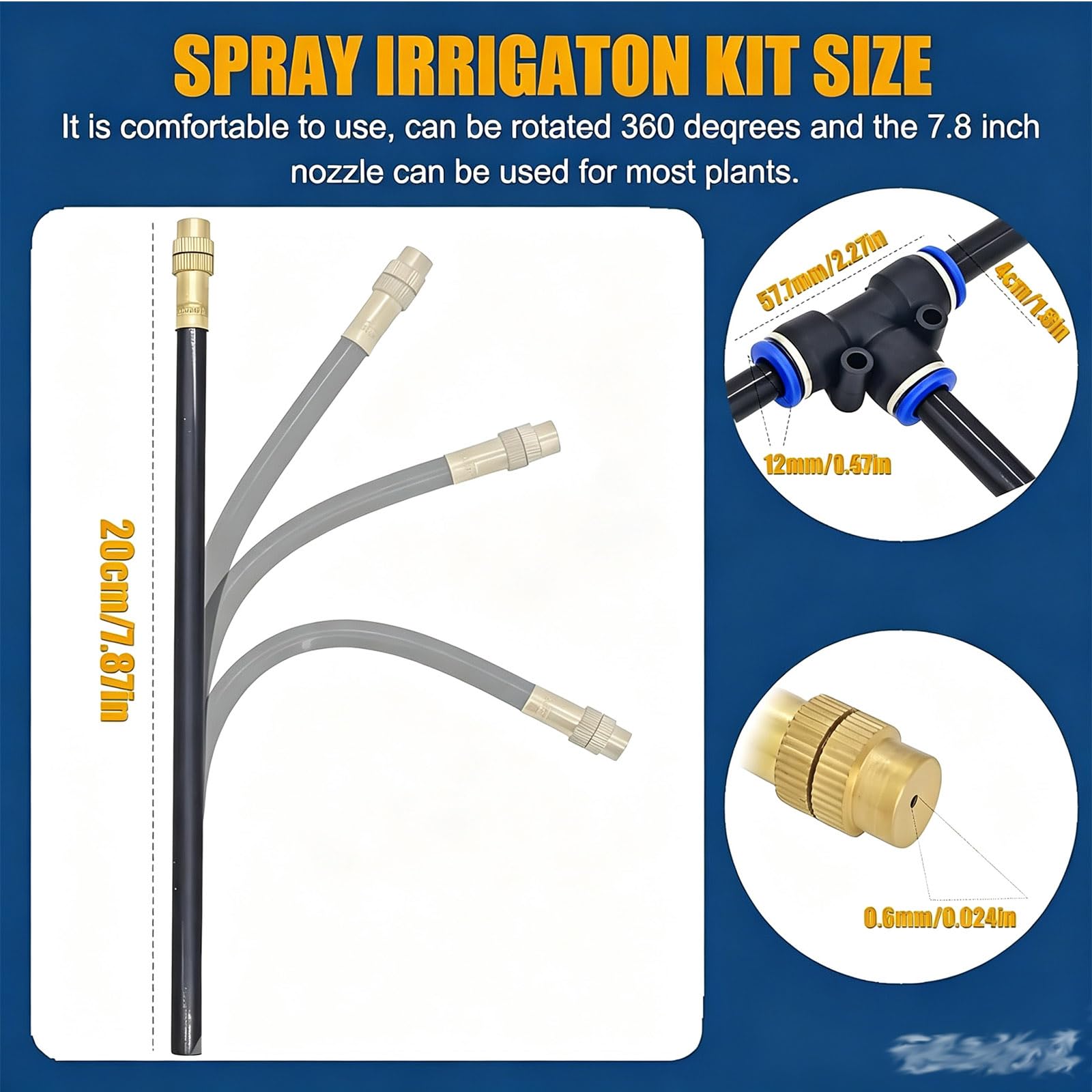 Kit di irrigazione a Goccia con ugello nebulizzatore Regolabile e gocciolatore orientabile a 360° per l;irrigazione Automatica di Serre, Prati e aiuole. (50m)