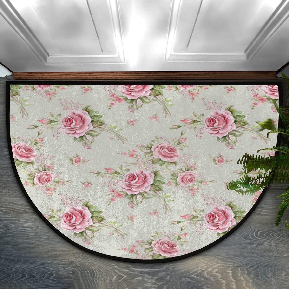 Amazon.com: Apular 30X18 Inch Half Round Door Mat Floral Flower Rose ...