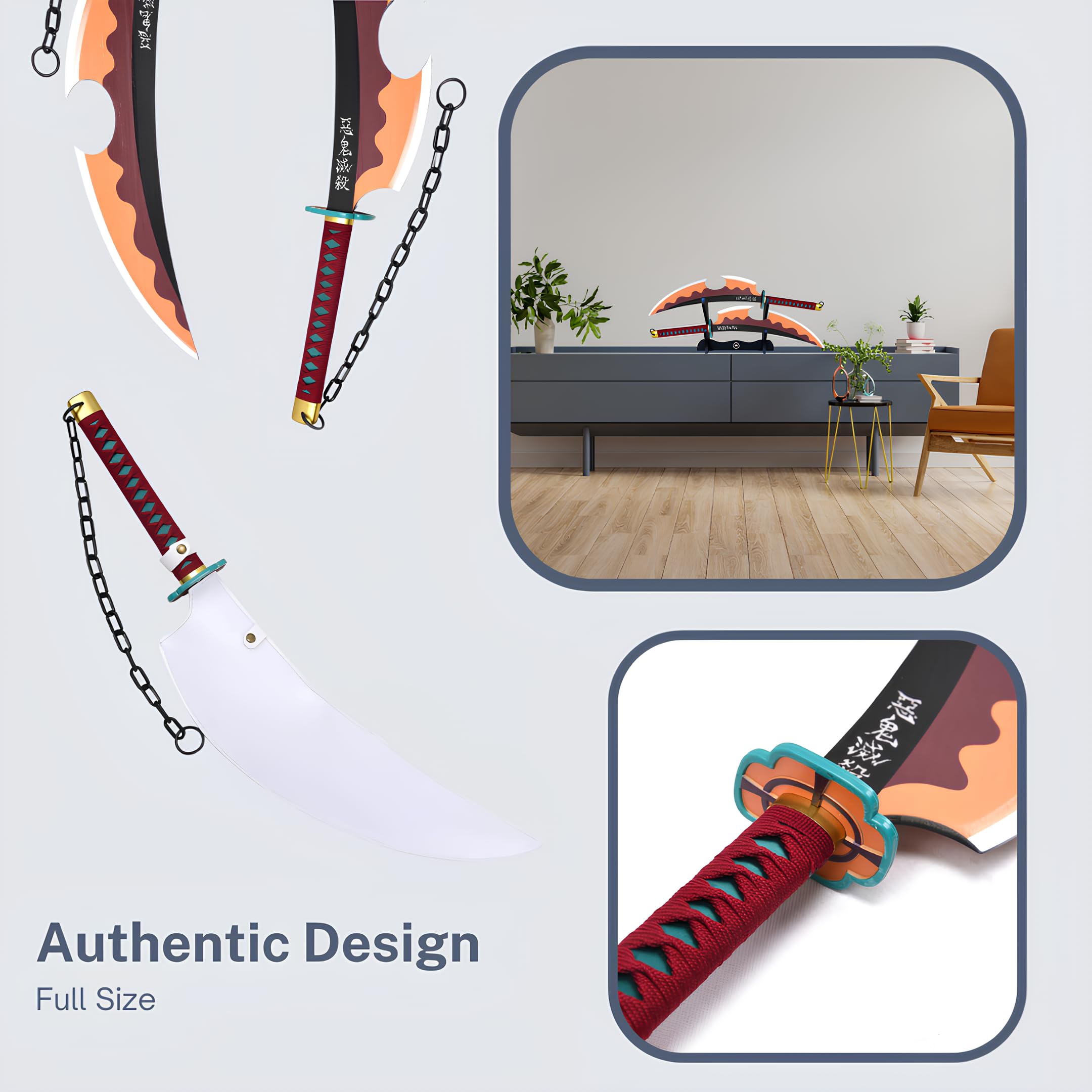 Katana En Bois Demon Slayer – Réplique Cosplay + Support + Ceinture – Modèle Mitsuri Kanroji