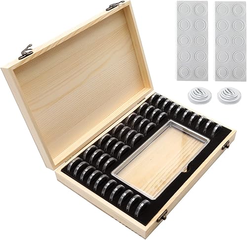 Miniatura 8 de Caja de almacenamiento de monedas de madera, estuche para cápsulas de monedas con cerradura para 40 monedas y 100 billetes