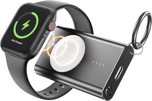 Cargador portátil 2024 para Apple Watch, cargador inalámbrico para iWatch 98765432SEUltra, cargador rápido para iPhone Watch con llavero, magnético,