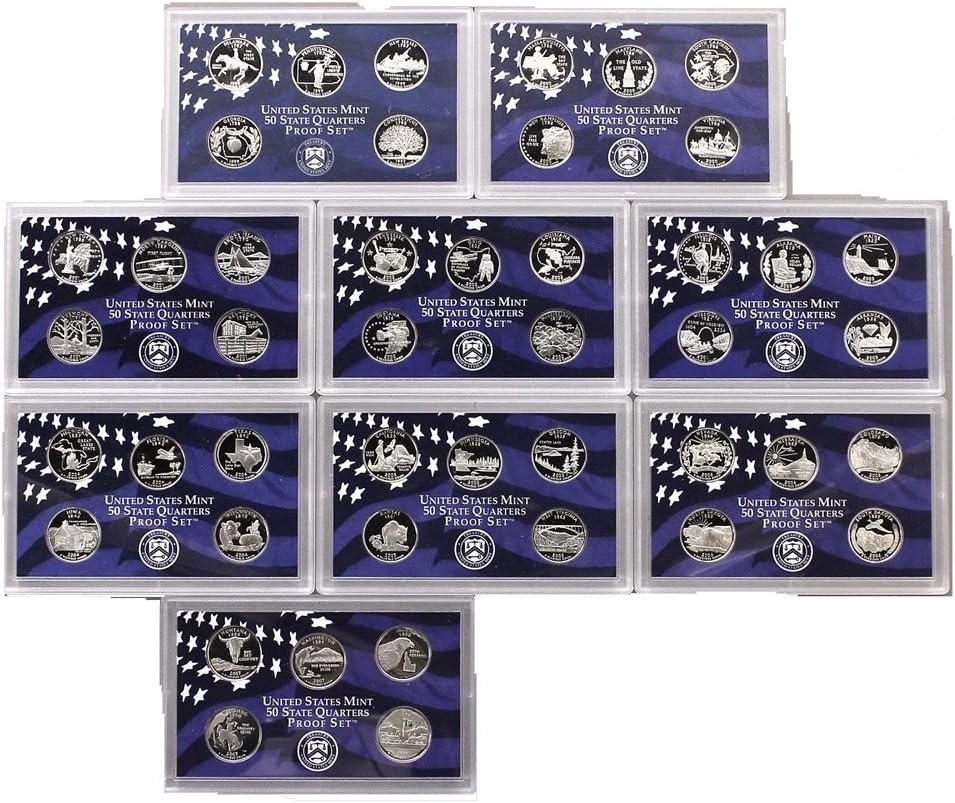 1999 S to 2007 State Quarters Proof Set Collection - No Boxes - (1/4) US Mint Proof