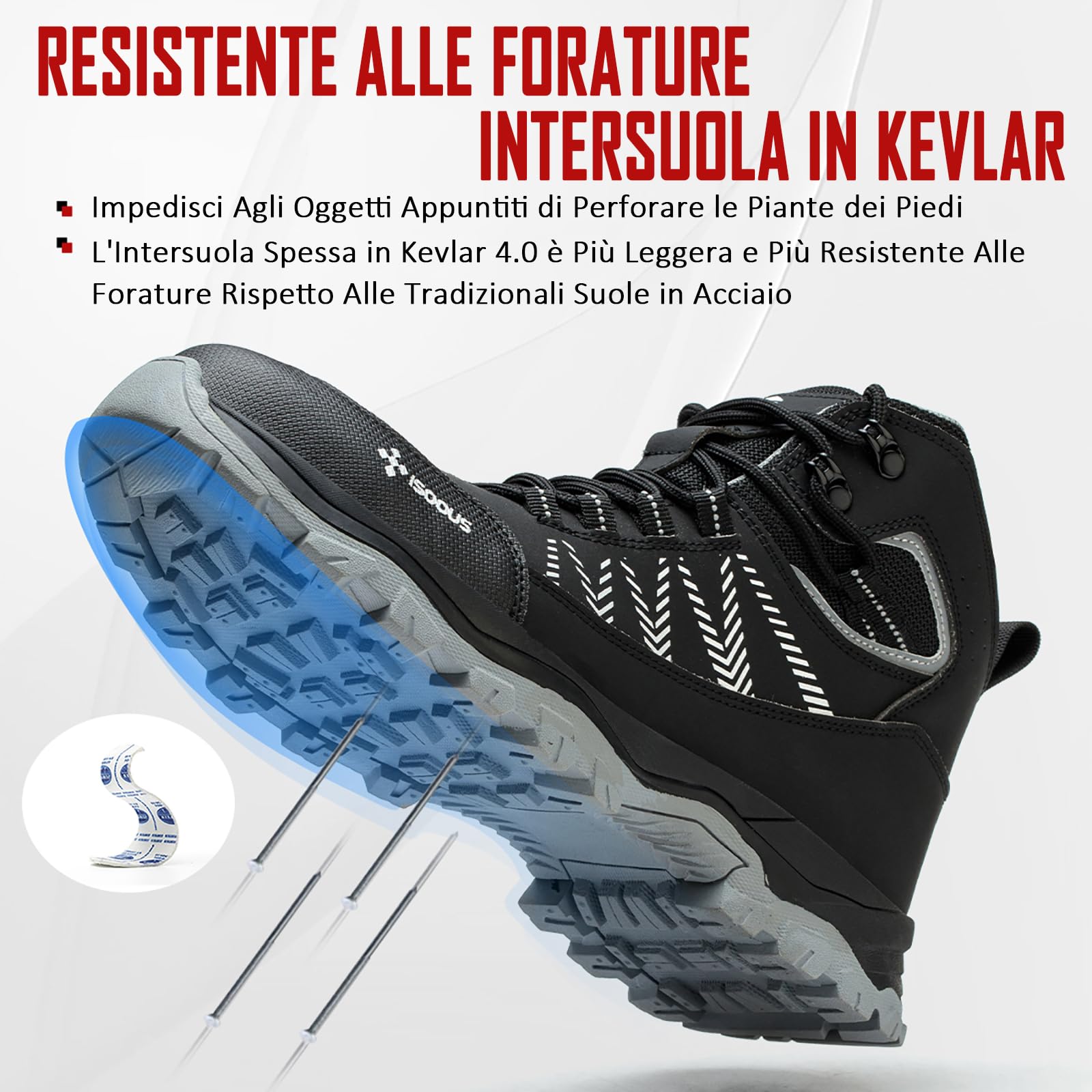 ISOOUS Scarpe Antinfortunistiche Uomo Alte Scarponi Antinfortunistiche Donna Leggere Stivali da Lavoro Comode Punta in Acciaio
