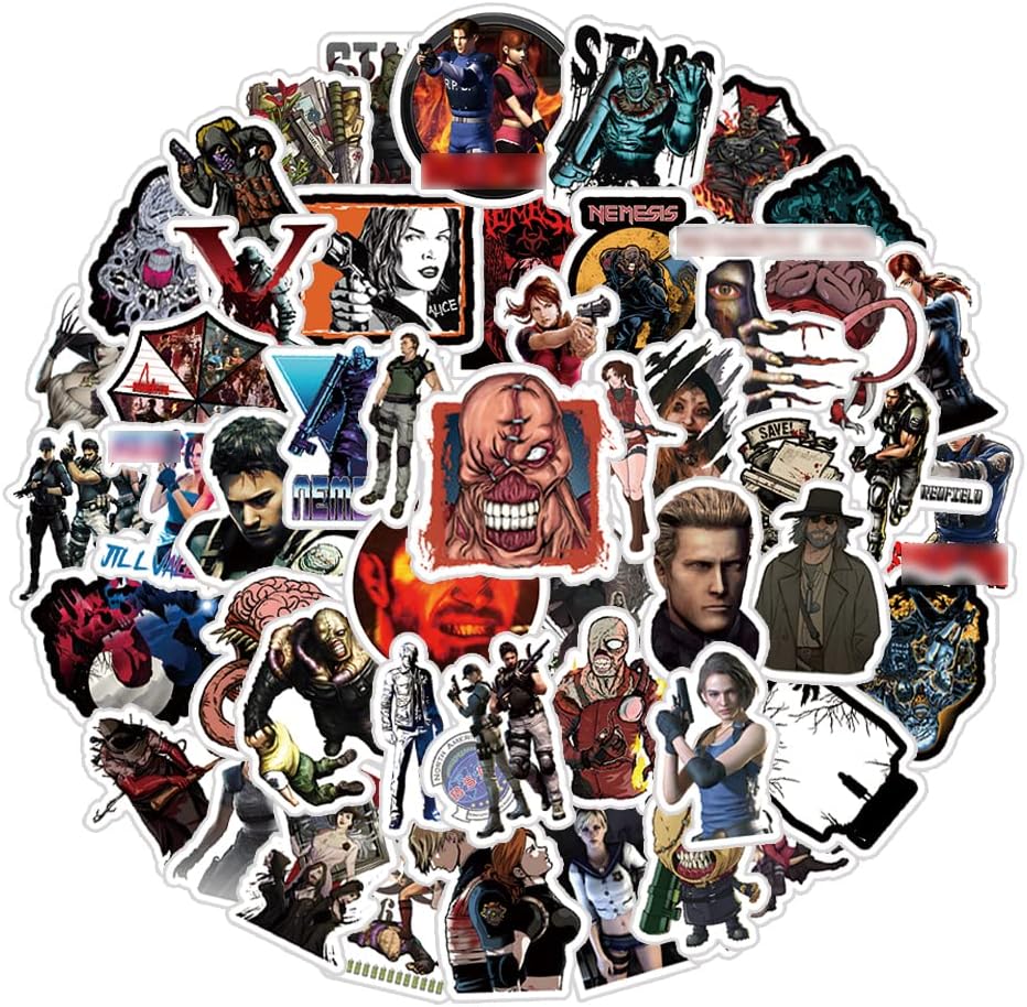 52Pcs Terror Game Stickers， Vinyl Waterproof Sticker Decals for Water Bottle, Laptop, Phone, Skateboard, Car, Bumper for Kids Teens Adults for Party Supplies Favors