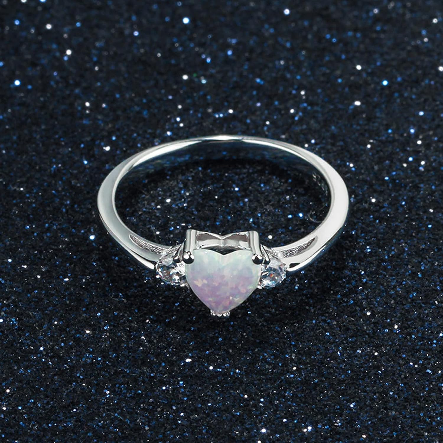 10K 14K 18K Gold White Opal Engagement Rings for Women, Heart/Oval/Pear/Square/Emerald/Round Shaped Opal Rings Opal Promise Wedding Anniversary Ring Jewelry Gifts for Her Size 4-15