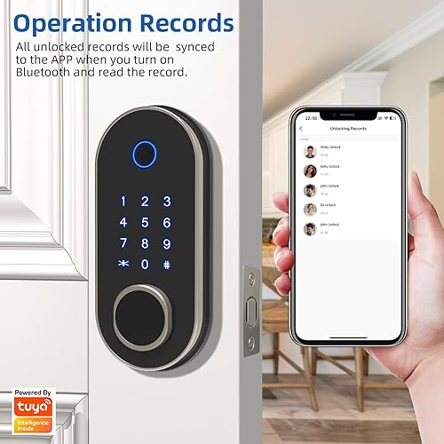 Miniatura 4 de Wifi Smart door Lock, Bluetooth Keyless Entry Door Lock with Touchscreen Keypad,Fingerprint Electronic Digital Front Door Lock,Keyless Entry Keypad