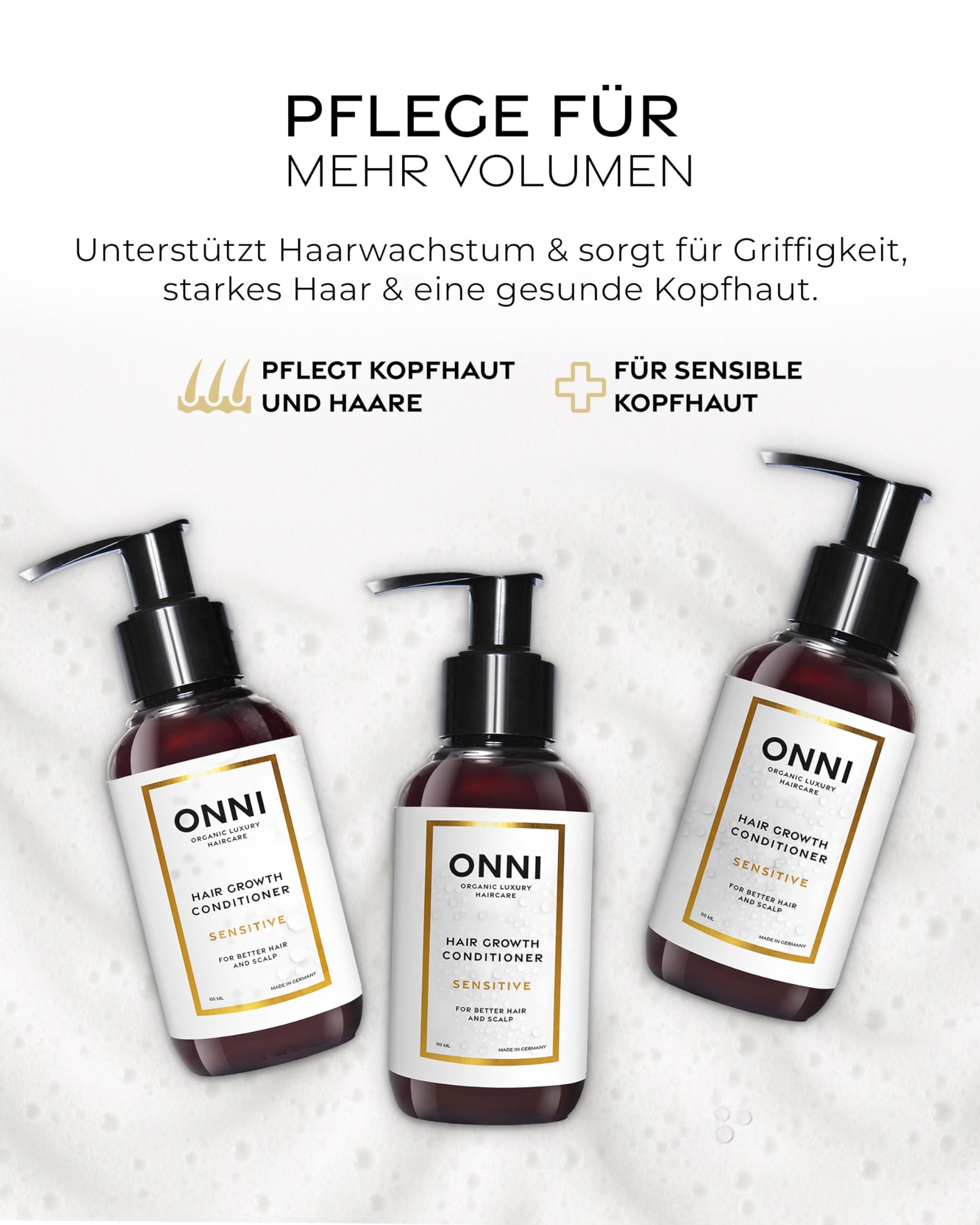 ONNI – SENSITIVE sanfter Conditioner für Haarwachstum 100ml Reisegröße – Haarpflege mit Follicusan & Pflanzenextrakten – Hair Growth Haarconditioner ohne Öle & Duftstoffe – silikon- & parabenfrei
