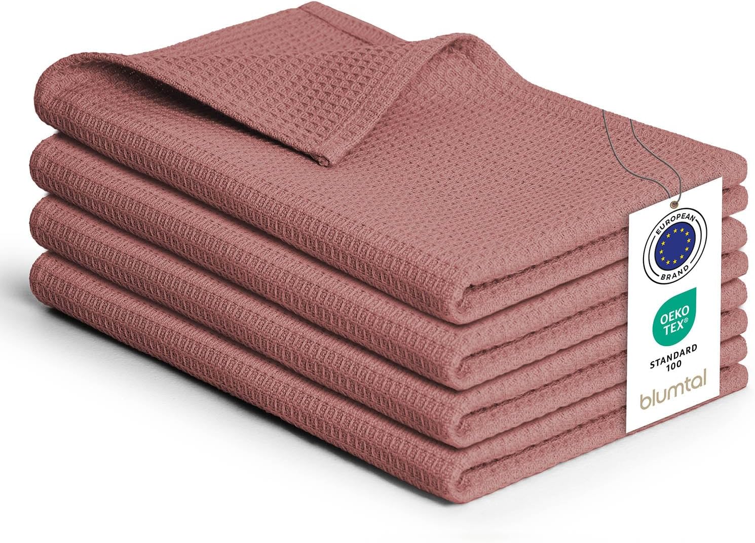 Blumtal paño de cocina 50x70cm en set de 4 – trapos de cocina 100% algodón – lavables a 60°C – diseño de gofre – color Rosa