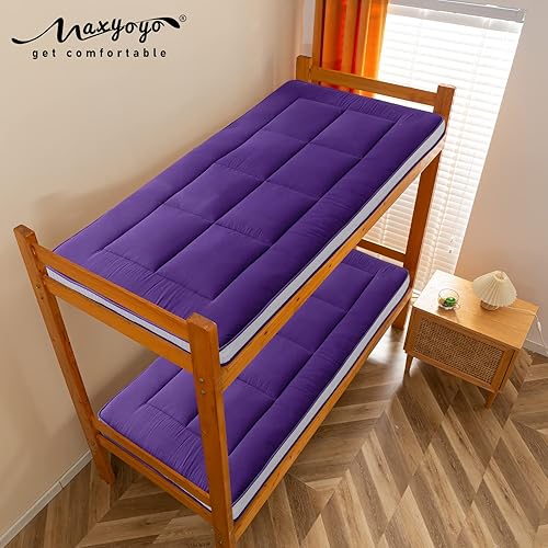 Miniatura 34 de MAXYOYO - Colchón tipo futón japonés, acolchado, para cama, extra grueso, plegable, transpirable, tumbona para el suelo, cama de invitados para Gris
