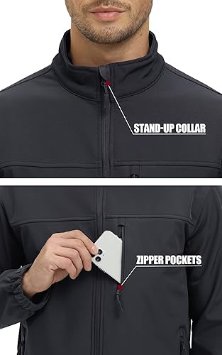 Miniatura 5 de MAGCOMSEN Chaqueta táctica para hombre, con forro polar, chaqueta de invierno suave, ligera, resistente al agua, abrigos para exteriores