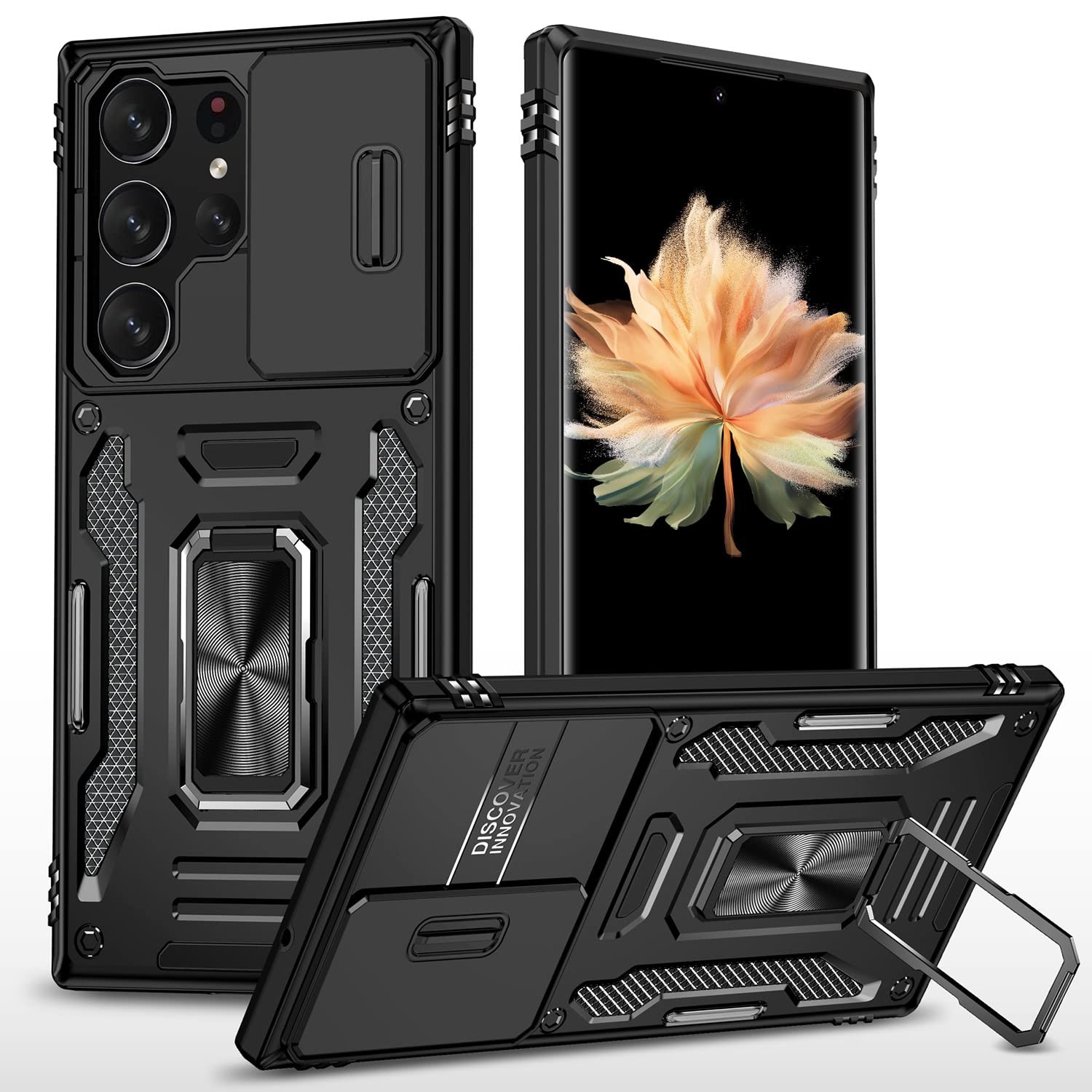 Photo 1 of SEFING Case for Samsung S23 Ultra Phone Case Samsung Galaxy S23 Ultra Case with Camera Lens Cover, with Ring Holder Kickstand, fit Magnetic Car Mount, for Samsung Galaxy S23 Ultra (Black)