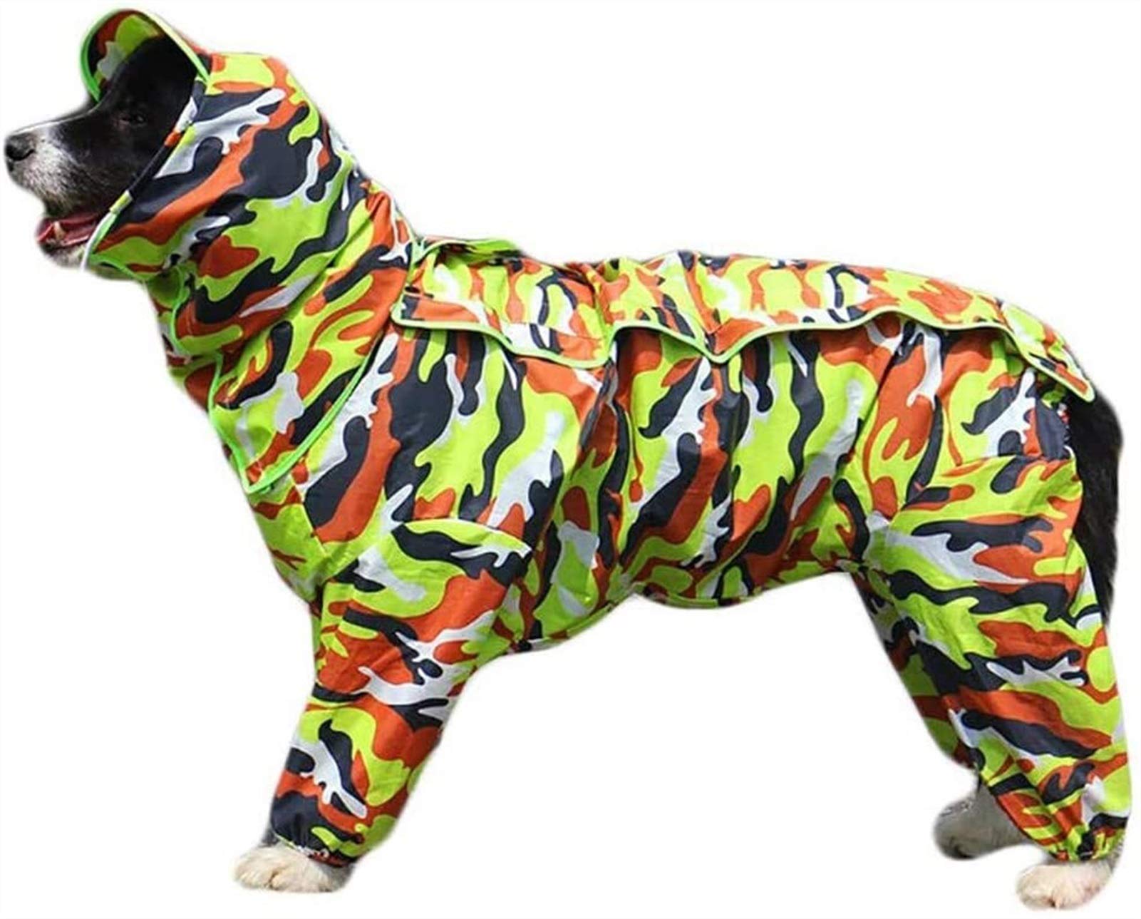 DHGTEP Dog Raincoat with Removable Hoodie, Adjustable Dog Coats Waterproof with Legs Rain Jacket with Hood Collar Hole Outdoor Jumpsuit (Color : Camouflage, Size : 26)