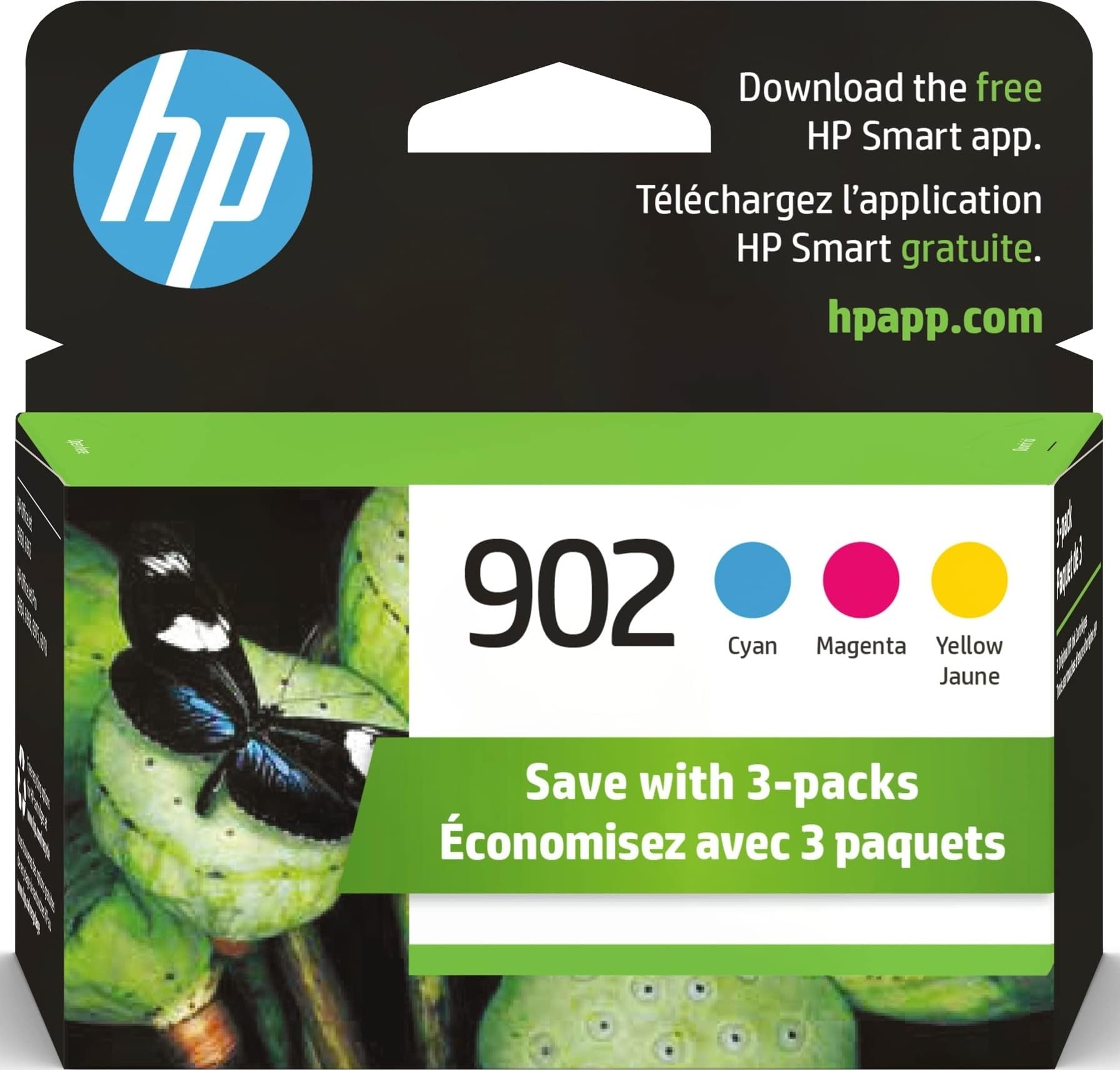 HP 902 Cyan, Magenta, Yellow Ink Cartridges | Works with OfficeJet 6950, 6960, Pro 6960, 6970 Series | T0A38AN