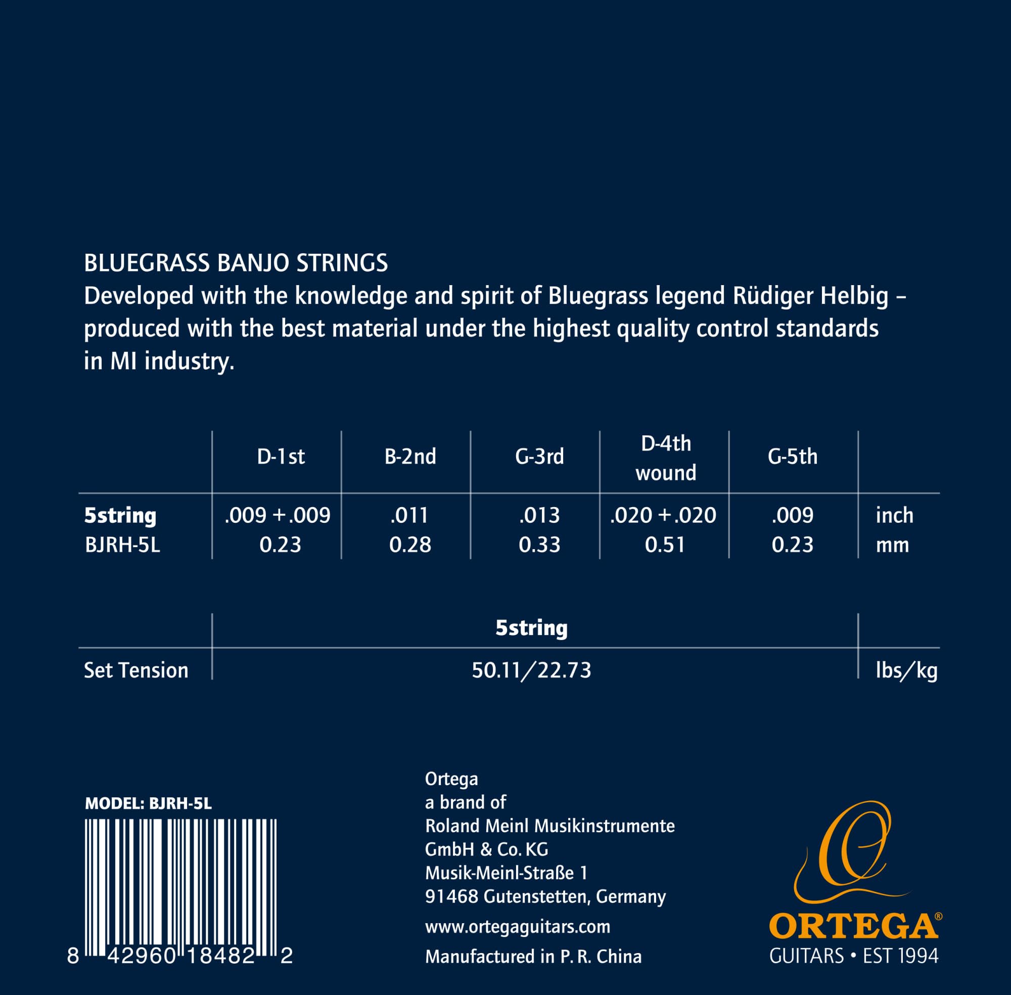 Ortega Guitars Bluegrass Banjo Strings, Rüdiger Helbig Signature Set Light, Banjo, 5-String, Loop Ends Phosphore Bronze - Image 2