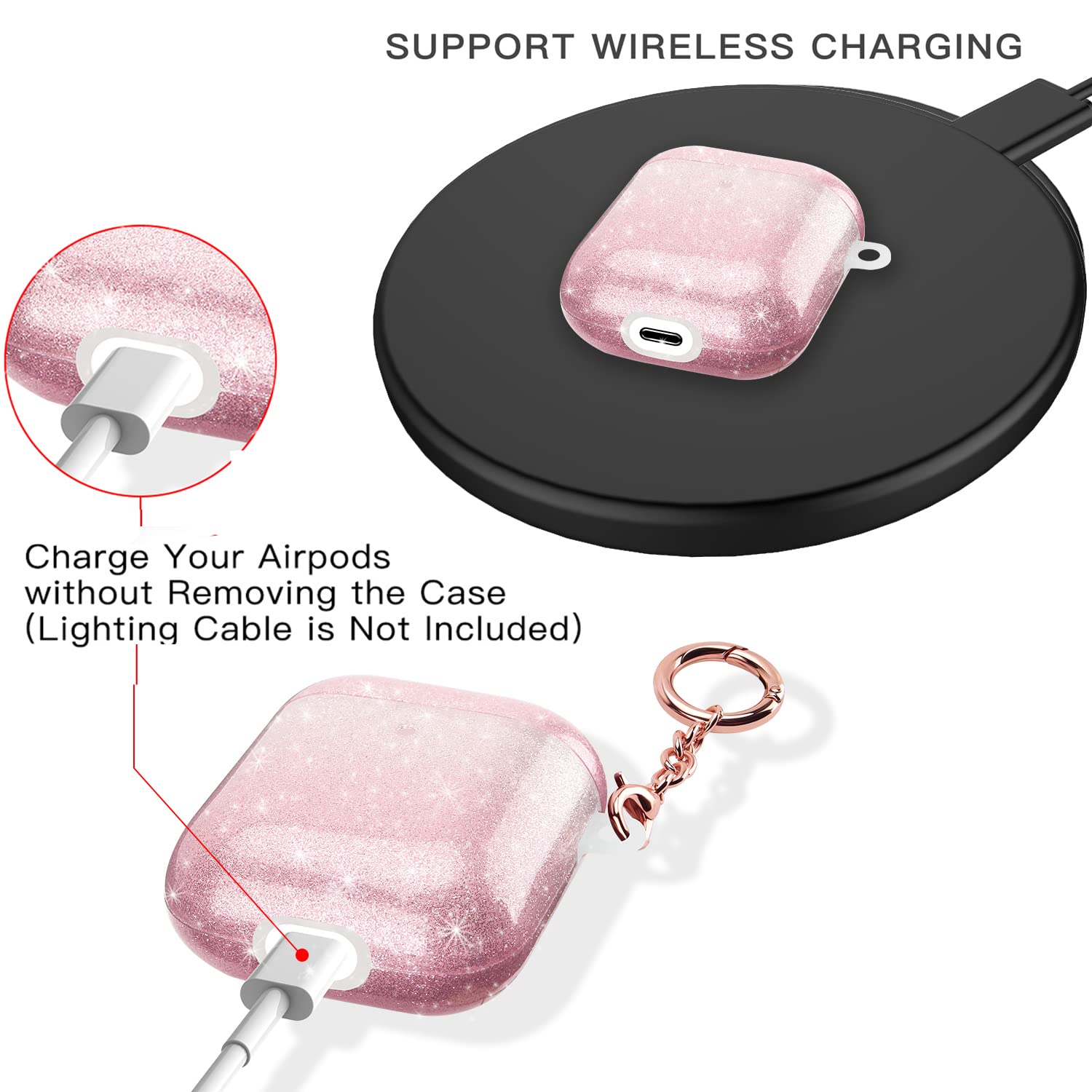 Amazon | ZPYOU 輝くピンク Airpodsケース イヤホンケース 保護カバー