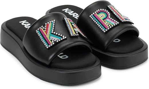 Karl Lagerfeld Paris Women's Opal Embellished Platform Slide Sandal