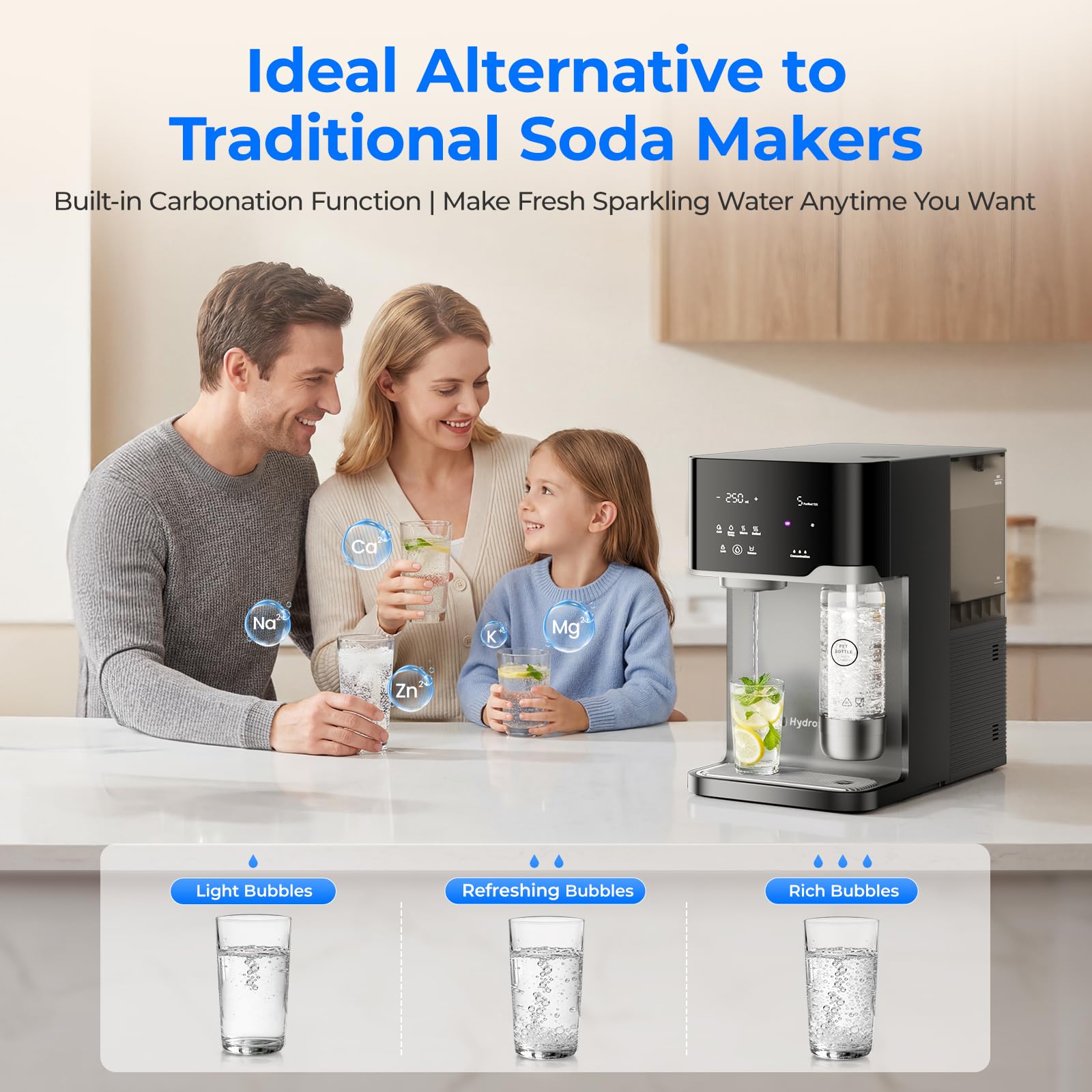 Osmoseanlage Wasserbar mit Wassersprudler, Heißwasserspender & Eiswasserspender, 6-Stufen RO Wasserfilter, 5L