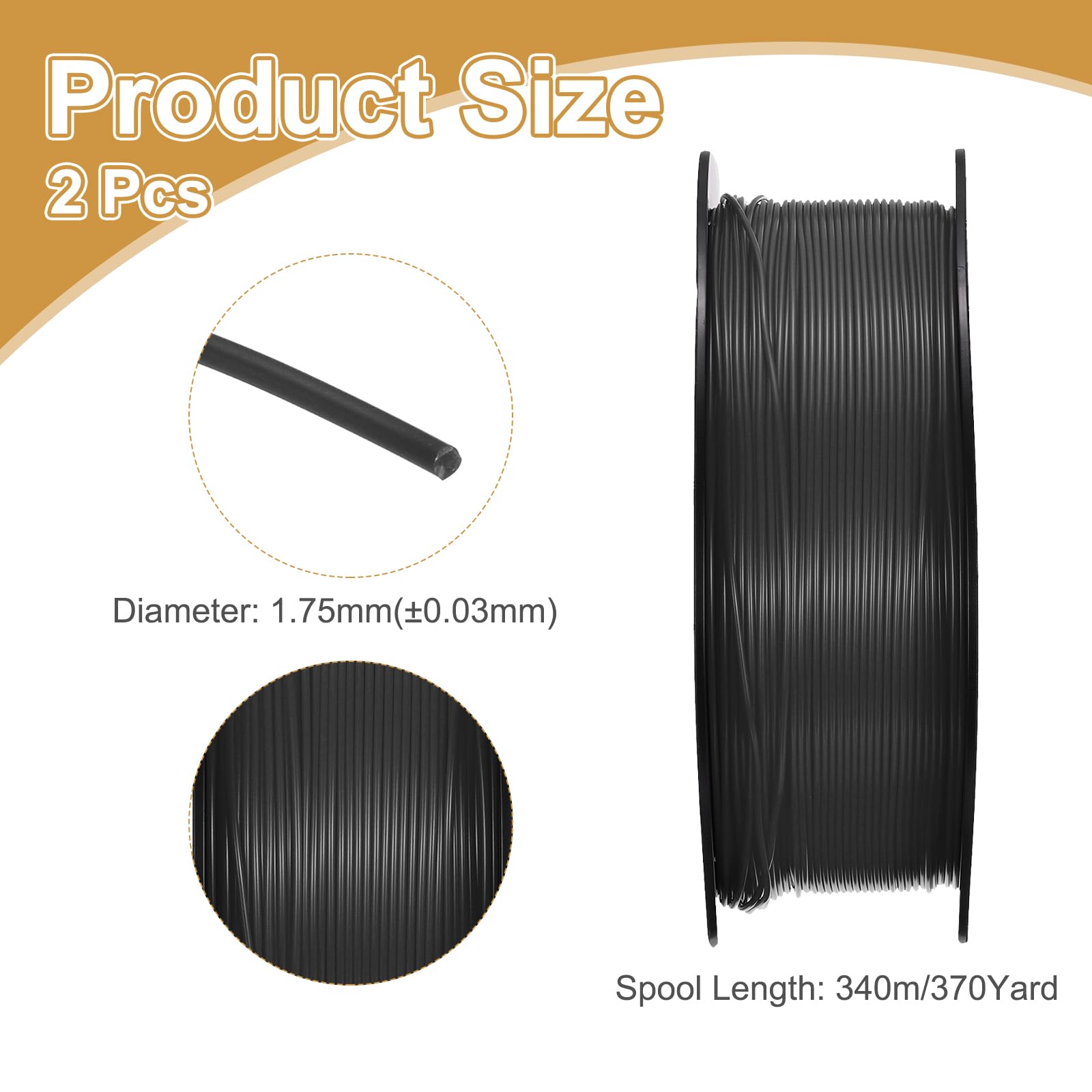 QUARKZMAN 2 Pcs Filamento PETG Para Impresora 3D 1.75mm 1KG Negro | Alta Precisión, Antihumedad, Superior Resistencia, Filamento Brillante, Para Impresoras